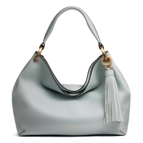 Donna Karan Handbags - Donna Karan Glenwood Shoulder Leather Bag Slouchy Tassel Frost Blue Large Purse
